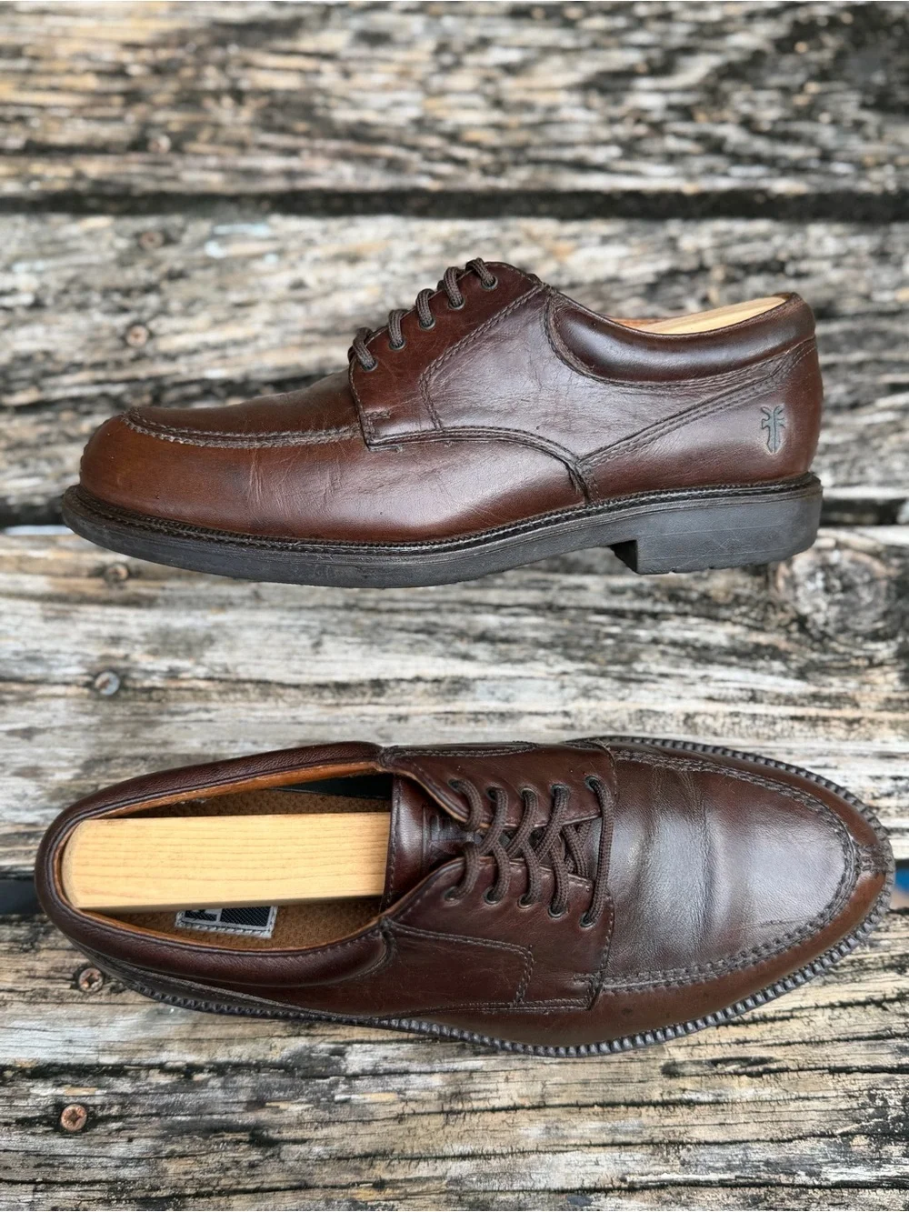 Frye Taylor Men’s Sz 7.5 Split Toe Brown Full Grain Leather Lace Up Oxford Shoes